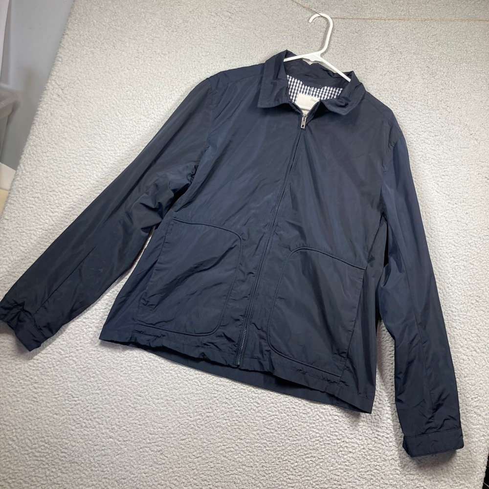 Gap Varick Baracuta Jacket Womens XL Navy Blue Full Zip Gingham Trim FLAW